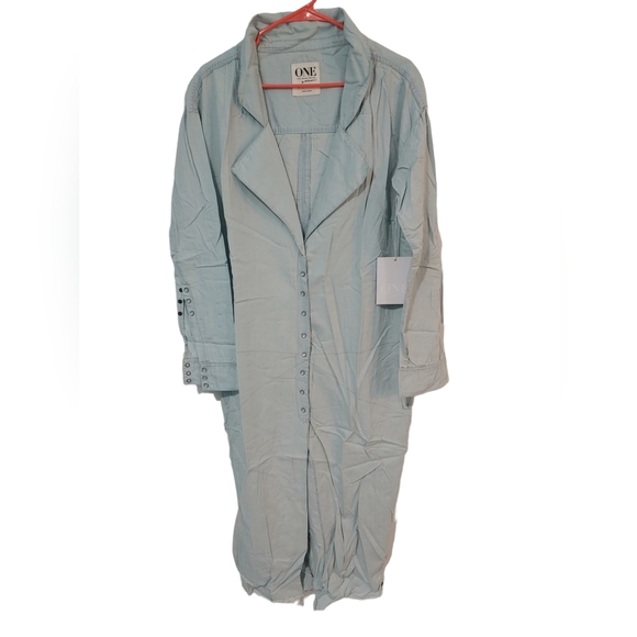 ONE X ONE TEASPOON Le Hustle Light Denim Coat Duster Trench Coat NWT Size XS - Picture 2 of 6
